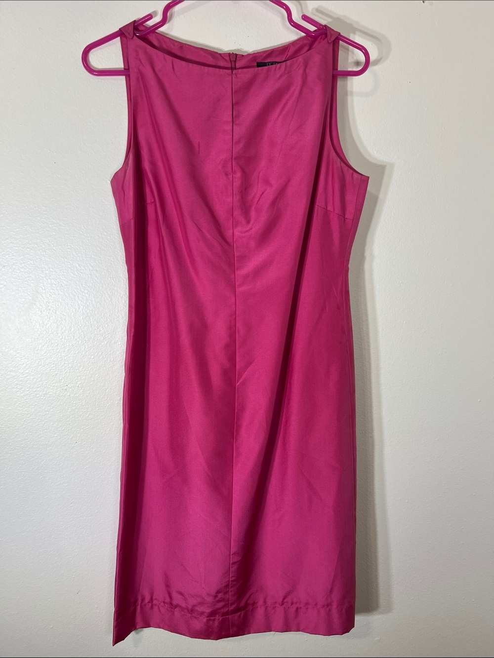 BCBGMaxAzria Sleek Sleeveless Midi Dress in Fuchsia 100% Silk